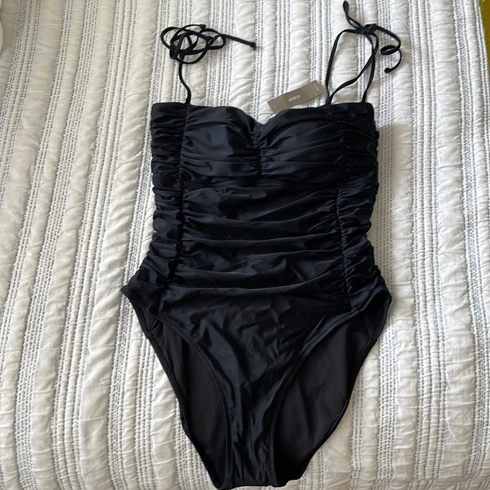 J Crew ruched tie shoulder one piece swimsuit